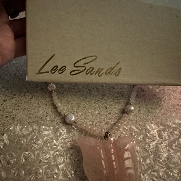 Price is FIRM Lee Sands Rose Quartz and pearl Butterfly Necklace - Picture 6 of 6
